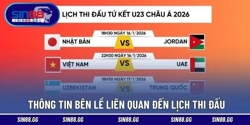 Thông tin liên quan đến lịch đấu các trận bóng
